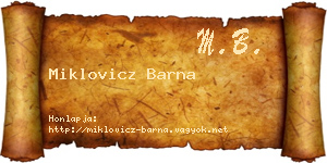 Miklovicz Barna névjegykártya
